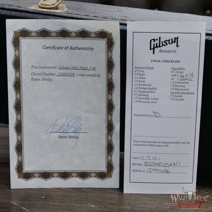 2011 Gibson Custom Shop Legacy John Hiatt J-45 Acoustic-Electric Guitar Owned and Played by Kevin Shirley - Image 11