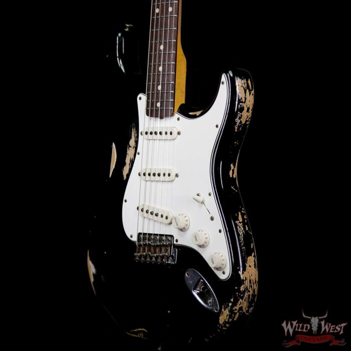 2013 Fender Custom Shop 1960 Stratocaster Heavy Relic Rosewood Slab Board Black - Image 2
