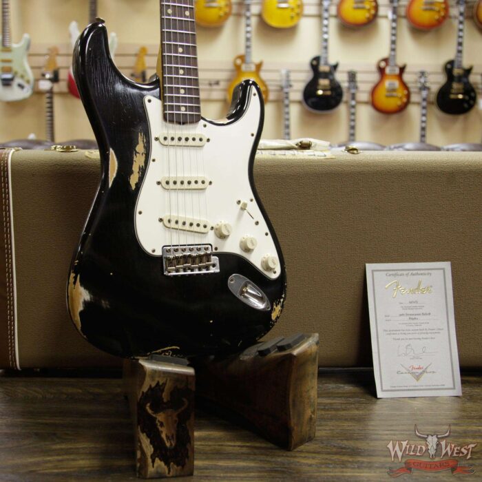 2013 Fender Custom Shop 1960 Stratocaster Heavy Relic Rosewood Slab Board Black - Image 11