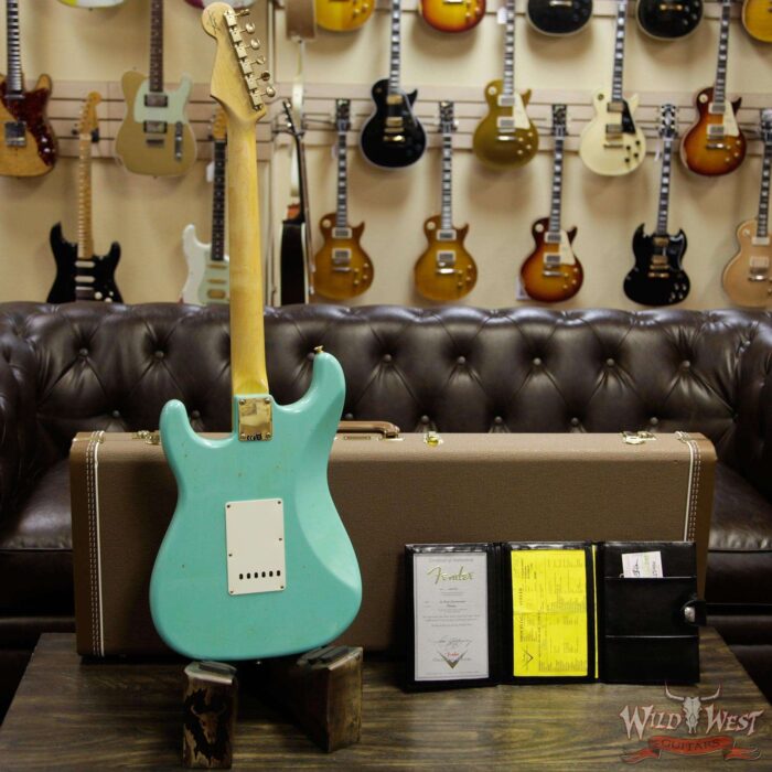 2017 Fender Custom Shop 1963 Stratocaster Journeyman Relic Faded Sea Foam Green Gold Hardware - Image 13
