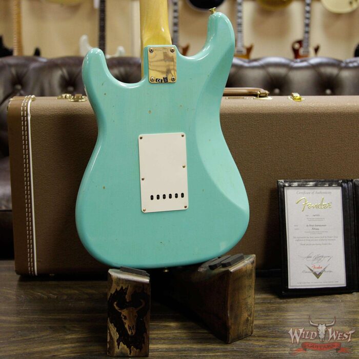 2017 Fender Custom Shop 1963 Stratocaster Journeyman Relic Faded Sea Foam Green Gold Hardware - Image 14