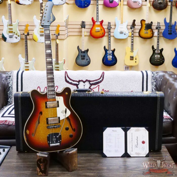 Castedosa Guitars 3511 Lobo Sem-Hollow Brazilian Rosewood Fingerboard 3 Tone Sunburst Sparkle Built & Relic by Carlos Lopez - Image 6