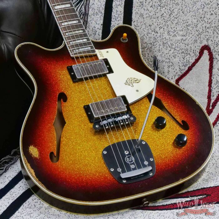 Castedosa Guitars 3511 Lobo Sem-Hollow Brazilian Rosewood Fingerboard 3 Tone Sunburst Sparkle Built & Relic by Carlos Lopez - Image 8
