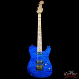 Charvel Custom Shop Limited Edition Style 2 HS Floyd Rose Flame Maple top Trans Blue Gold Hardware 8.25 LBS - Image 3