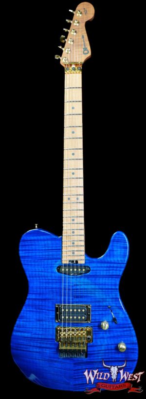 Charvel Custom Shop Limited Edition Style 2 HS Floyd Rose Flame Maple top Trans Blue Gold Hardware 8.25 LBS