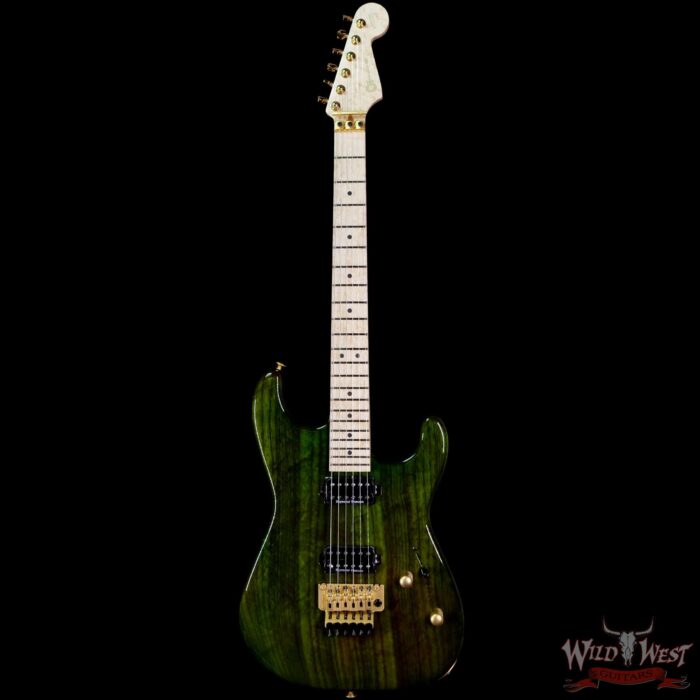 Charvel USA Custom Shop ‘‘Red’’ Dave Nichols Masterbuilt Roasted Ash San Dimas HH Floyd Rose Birdseye Maple Neck Trans Green - Image 3