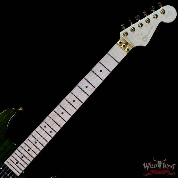Charvel USA Custom Shop ‘‘Red’’ Dave Nichols Masterbuilt Roasted Ash San Dimas HH Floyd Rose Birdseye Maple Neck Trans Green - Image 4