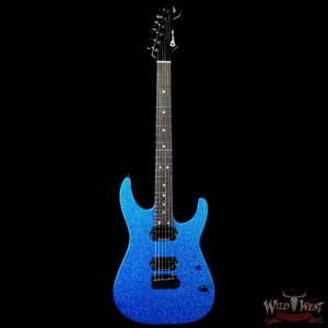 Charvel Custom Shop Limited Edition DK24 HH Ebony Fingerboard NOS Blue Sparkle - Image 3