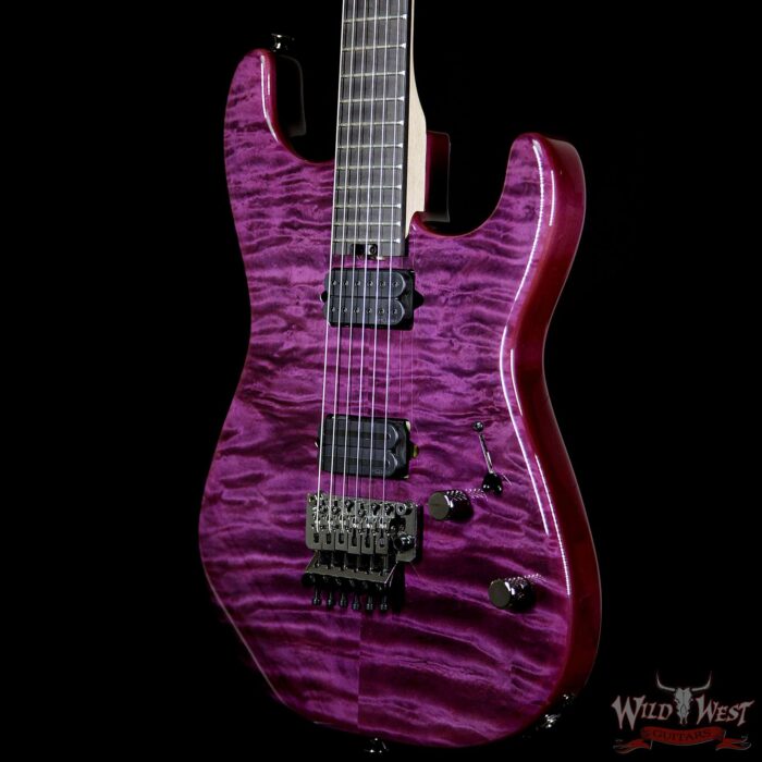 Charvel Custom Shop San Dimas Floyd Rose HH Quilt Maple Top Ebony Fretboard Trans Purple - Image 2