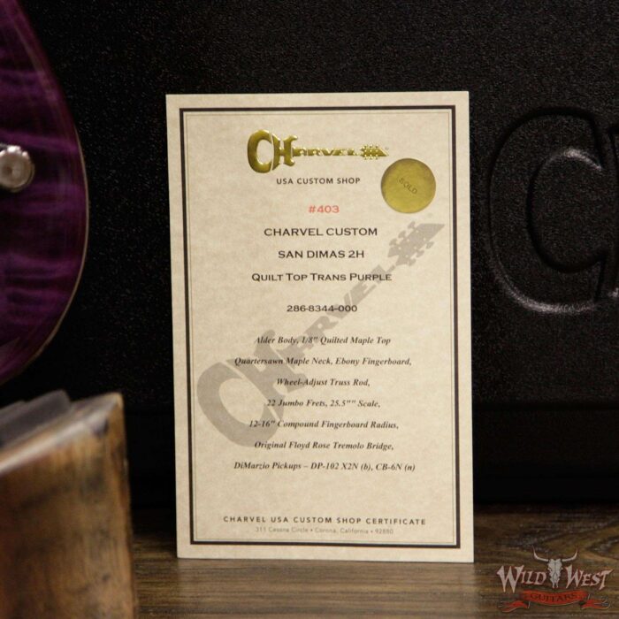 Charvel Custom Shop San Dimas Floyd Rose HH Quilt Maple Top Ebony Fretboard Trans Purple - Image 12