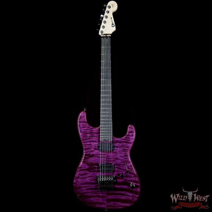 Charvel Custom Shop San Dimas Floyd Rose HH Quilt Maple Top Ebony Fretboard Trans Purple - Image 5