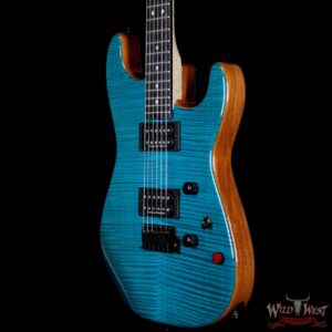Charvel Custom Shop Wild West 004 Masterbuilt Red Dave San Dimas HH Flame Top Kill Switch Trans Aqua - Image 2