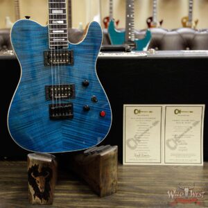 Charvel Custom Shop Wild West 010 Masterbuilt Red Dave Style 2 HH Flame Top Kill Switch Trans Aqua - Image 14
