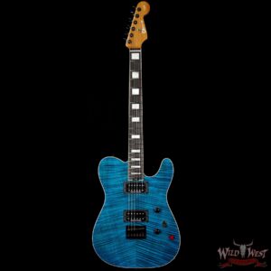 Charvel Custom Shop Wild West 010 Masterbuilt Red Dave Style 2 HH Flame Top Kill Switch Trans Aqua - Image 5