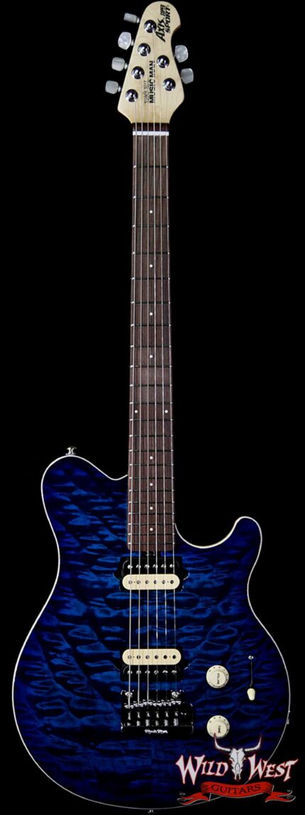 Ernie Ball Music Man Axis Super Sport Quilt Maple Top Birdseye Maple Neck Rosewood Board Balboa Blue Burst