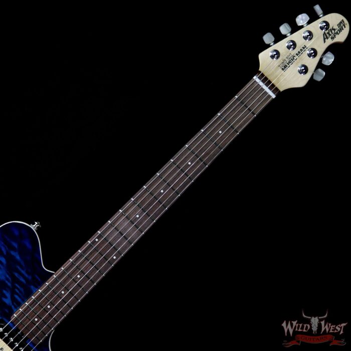 Ernie Ball Music Man Axis Super Sport Quilt Maple Top Birdseye Maple Neck Rosewood Board Balboa Blue Burst - Image 5