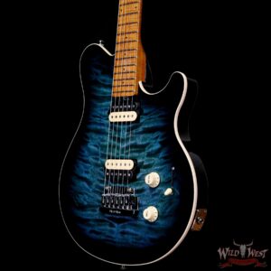Ernie Ball Music Man Axis Super Sport Quilt Maple Top Yucatan Blue - Image 2