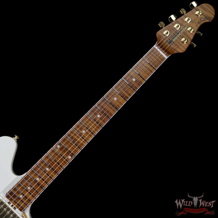 Ernie Ball Music Man BFR Valentine Gold Roasted Flame Maple Neck Ivory White Limited 40/89 - Image 9