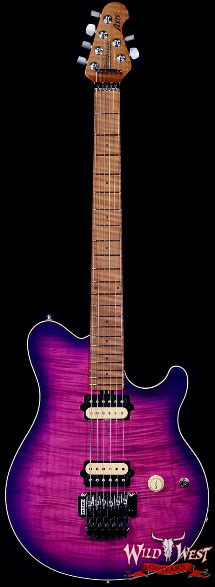 Ernie Ball Music Man Axis Double Locking Tremolo DiMarzio HH Pickups Flame Maple Top Ollalieberry 7.10 LBS - Image 1