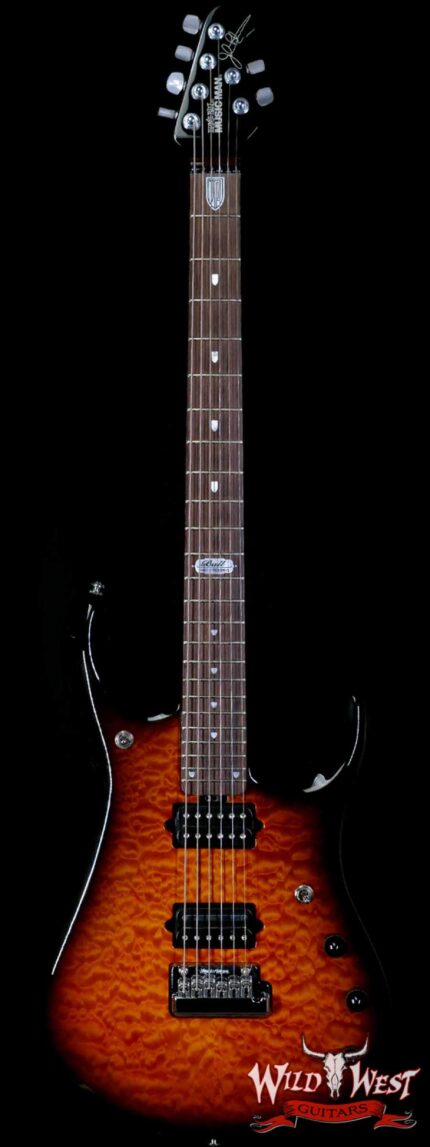 2009 Ernie Ball Music Man BFR JP-6 Baritone Quilt Maple Top Tobacco Sunburst Owned by John Petrucci and Kevin Shirley