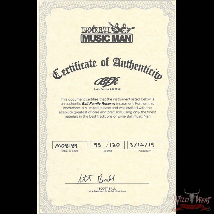 Ernie Ball Music Man BFR Limited Edition # 95 of 120 John Petrucci Signed Majesty Charred Silver Sparkle Burst - Image 11