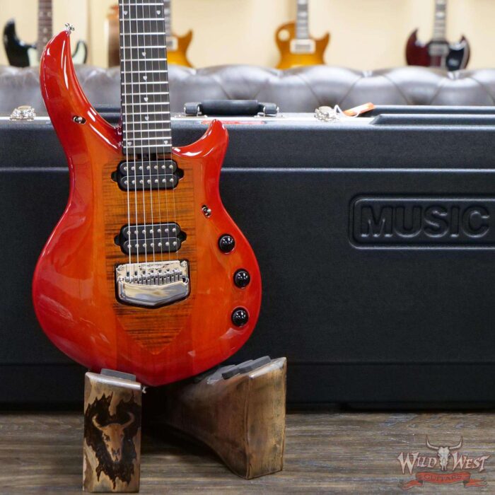 Ernie Ball Music Man Majesty 7-String wiith Piezo Ebony Board Red Sunrise - Image 8