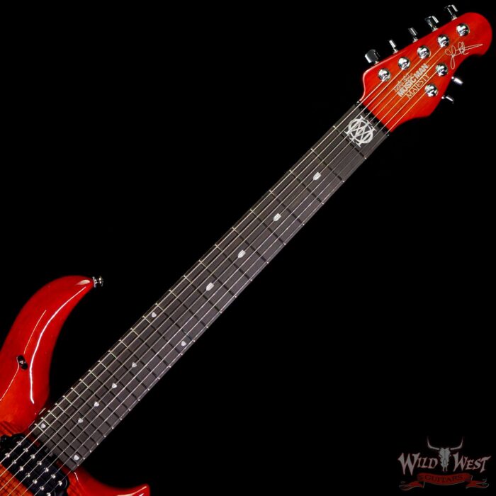 Ernie Ball Music Man Majesty 7-String wiith Piezo Ebony Board Red Sunrise - Image 4