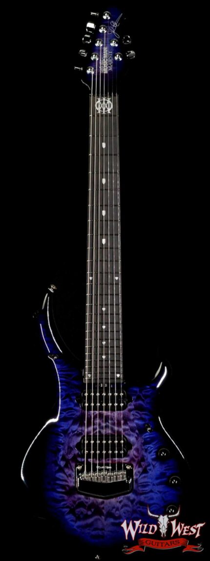 Ernie Ball Music Man Majesty 7 with Piezo Quilt Maple Top Flame Maple Neck Ebony Board Purple Nebula 28 of 50