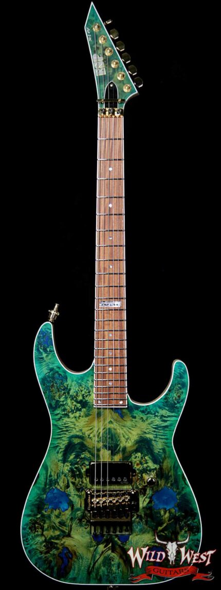 ESP USA Limited Edition Burl Series M-I FR DLX Poplar Burl w/ Swamp Ash Lime Burst