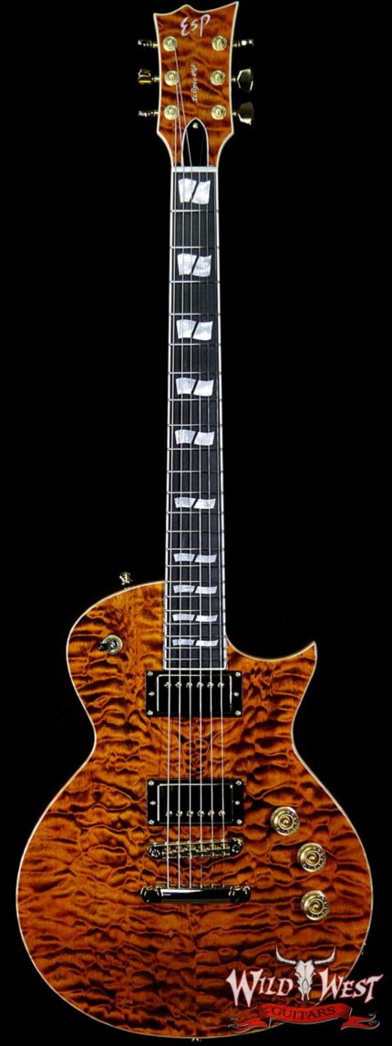ESP USA Eclipse Quilted Maple Top Ebony Fingerboard Seymour Duncan APH-1 Pickups Tiger Eye Gold Hardware