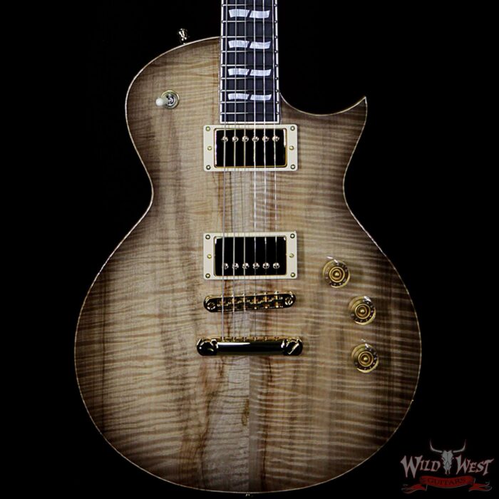 ESP USA Eclipse Flame Flame Myrtlewood Top Ebony Fingerboard See-Thru Black Sunburst - Image 3
