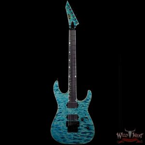 ESP USA M-II FR Floyd Rose DLX EMG Pickups Quilted Maple Top with Mahogany Body Ebony Fingerboard See-Thru Blue - Image 3