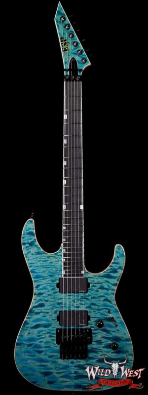 ESP USA M-II FR Floyd Rose DLX EMG Pickups Quilted Maple Top with Mahogany Body Ebony Fingerboard See-Thru Blue