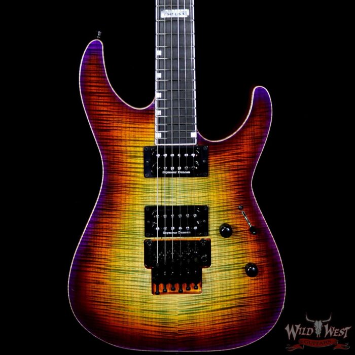 ESP USA M-II NTH Floyd Rose Neck-Thru Body Flame Maple Top Ebony Board Lynch Burst - Image 3