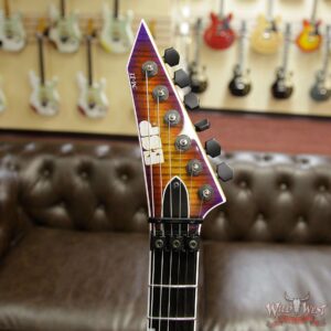 ESP USA M-II NTH Floyd Rose Neck-Thru Body Flame Maple Top Ebony Board Lynch Burst - Image 9