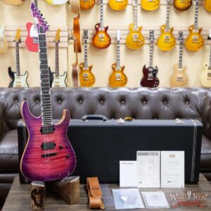 ESP USA M-II NTB Neck Thru Body Tune-O-Matic Bridge Flame Maple Top Seymour Duncan Pegasus/Sentient Cranberry Burst - Image 6