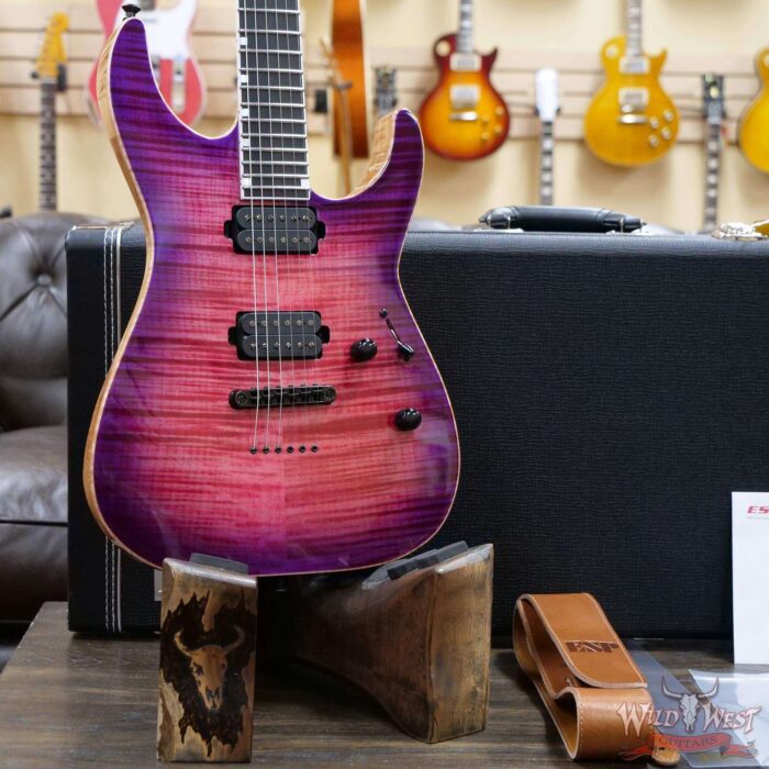 ESP USA M-II NTB Neck Thru Body Tune-O-Matic Bridge Flame Maple Top Seymour Duncan Pegasus/Sentient Cranberry Burst - Image 8