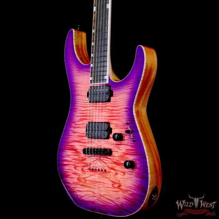 ESP USA M-II NTB Neck Thru Body Flame Maple Top Ebony Fingerboard Cranberry Burst - Image 2