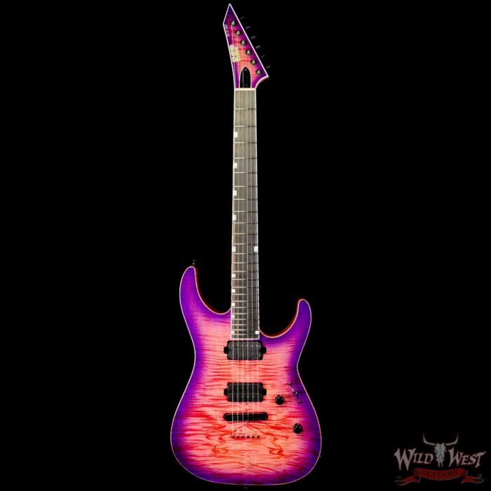 ESP USA M-II NTB Neck Thru Body Flame Maple Top Ebony Fingerboard Cranberry Burst - Image 3