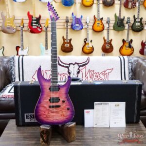ESP USA M-II NTB Neck Thru Body Flame Maple Top Ebony Fingerboard Cranberry Burst - Image 6