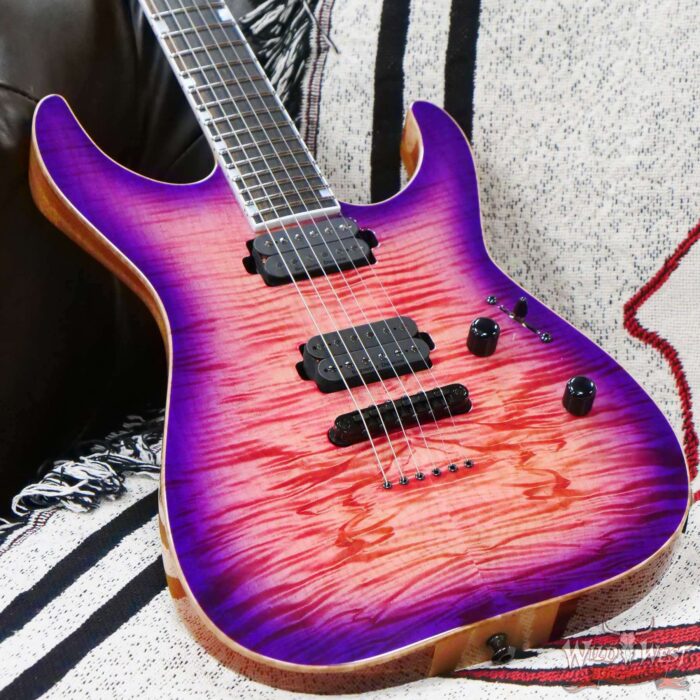 ESP USA M-II NTB Neck Thru Body Flame Maple Top Ebony Fingerboard Cranberry Burst - Image 8