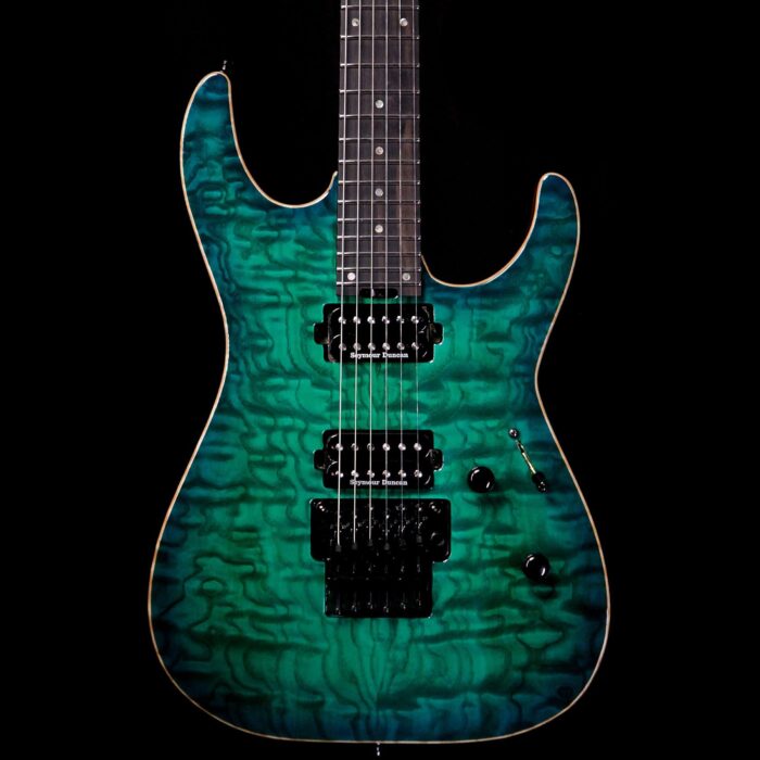 ESP USA M-II Floyd Rose Tamo Ash Top with Ebony Fretboard Emerald Green Sunburst - Image 3