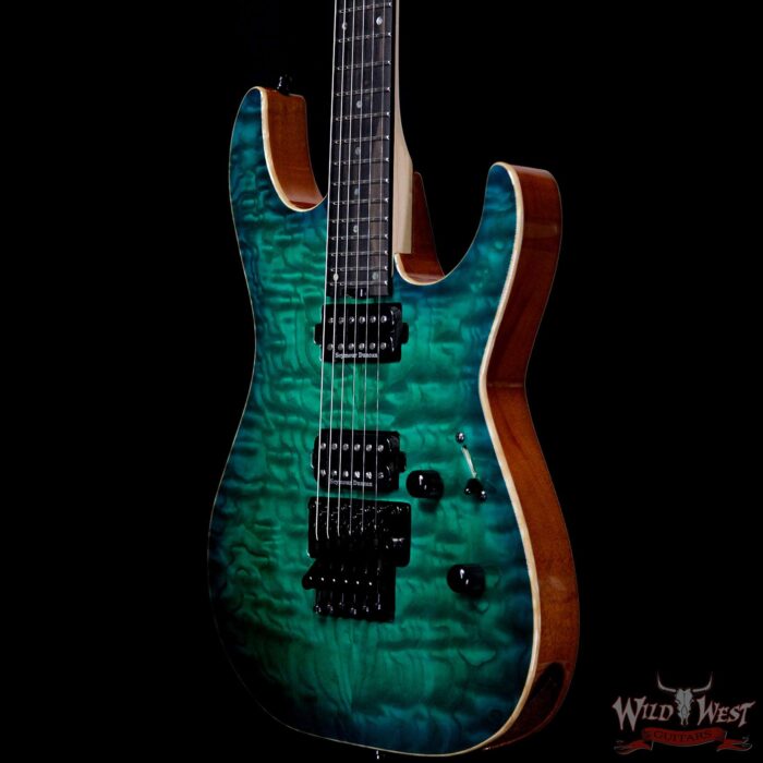 ESP USA M-II Floyd Rose Tamo Ash Top with Ebony Fretboard Emerald Green Sunburst - Image 2