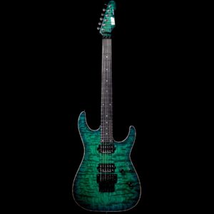 ESP USA M-II Floyd Rose Tamo Ash Top with Ebony Fretboard Emerald Green Sunburst - Image 4