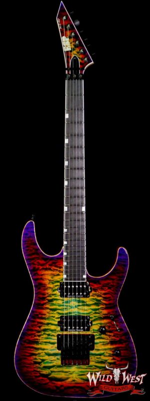 ESP USA M-II DLX FR Floyd Rose Quilt Maple Top Ebony Fingerboard Seymour Duncan Pickups Lynch Burst