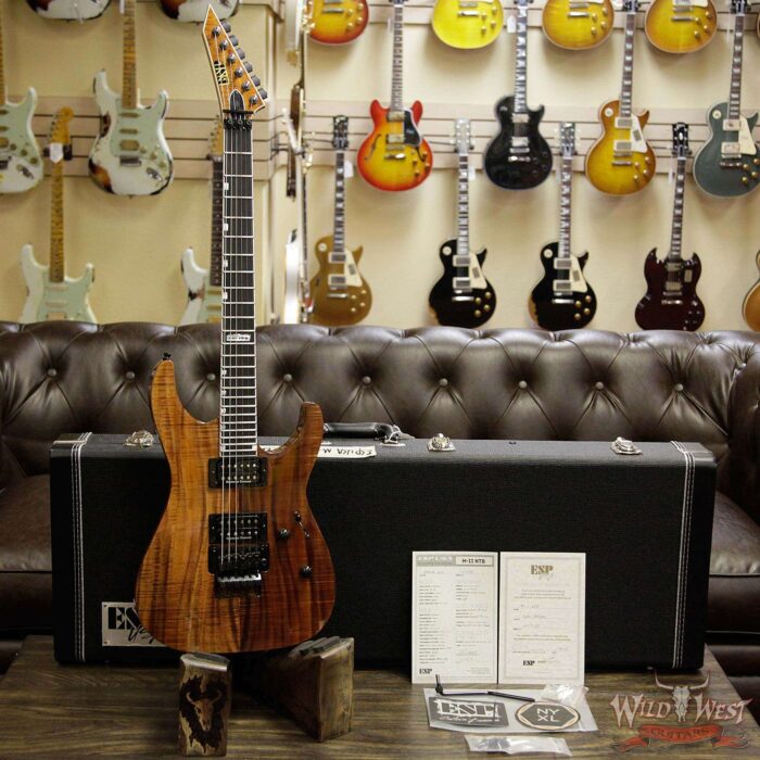 ESP USA M-II NTB Neck Thru Body Floyd Rose Koa Top Ebony Fretboard Natural - Image 11
