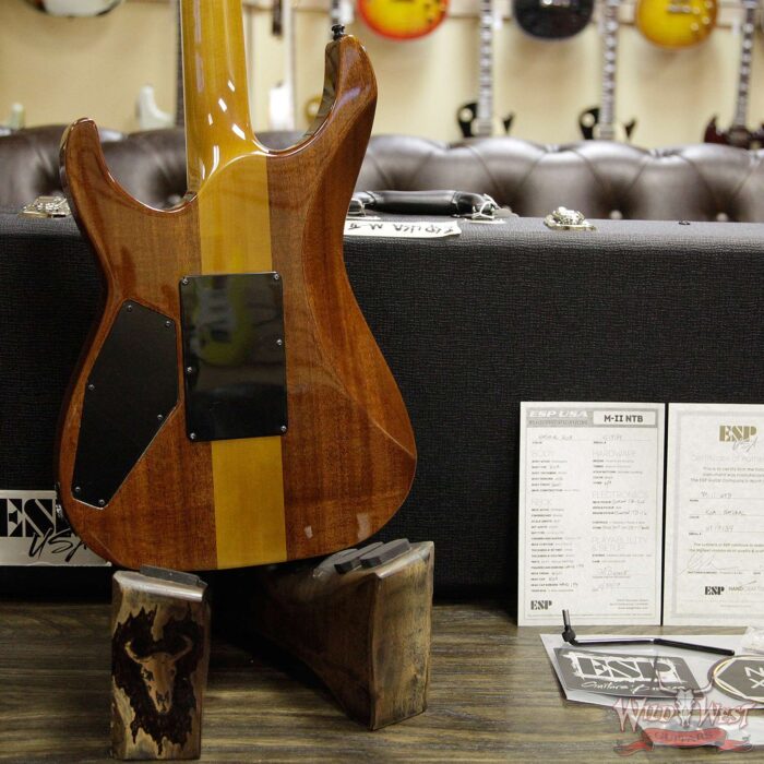 ESP USA M-II NTB Neck Thru Body Floyd Rose Koa Top Ebony Fretboard Natural - Image 14