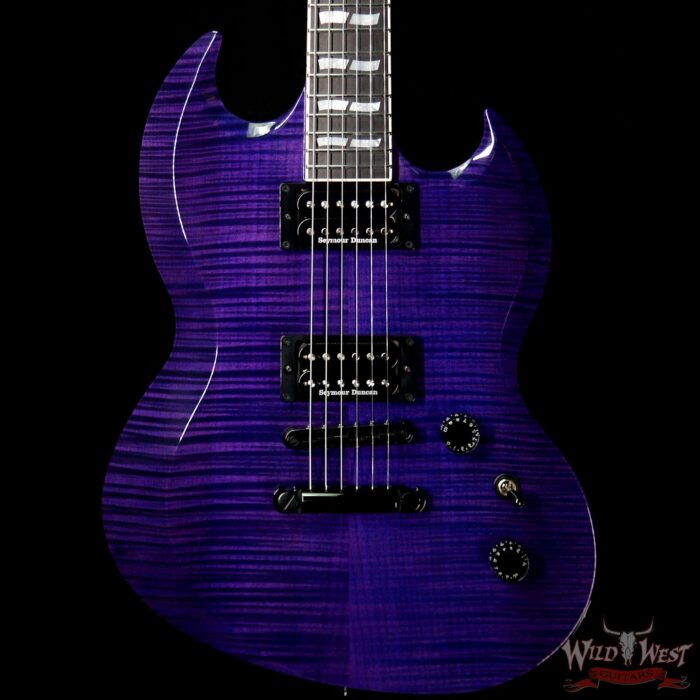 ESP USA Viper Flame Maple Top Ebony Fingerboard Purple Sunburst - Image 3