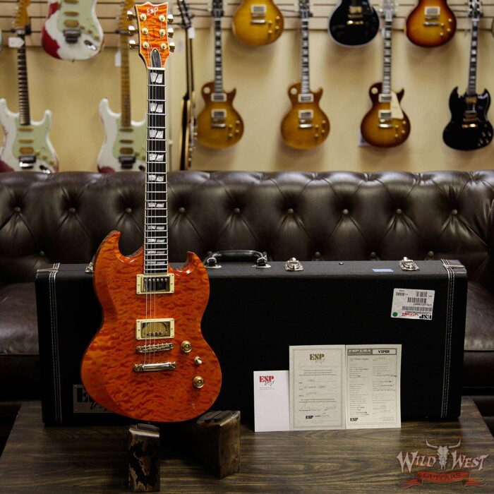 ESP USA Viper Quilt Maple Top Ebony Fingerboard See Thru Copper - Image 11
