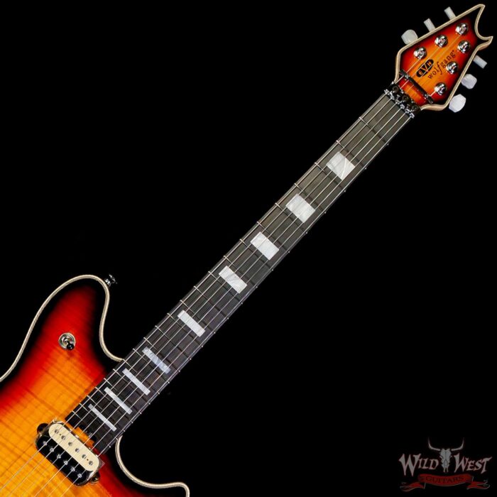 EVH Wolfgang USA Ebony Fingerboard 5A Flame Top 3-Tone Burst 8.25 LBS - Image 4